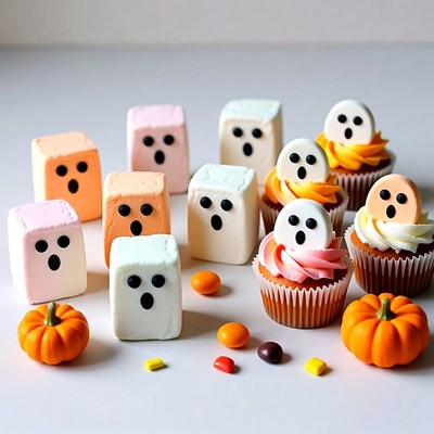 Ghost Marshmallows and Cupcakes