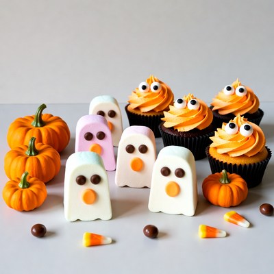 Halloween Ghost Cupcakes and Marshmallows