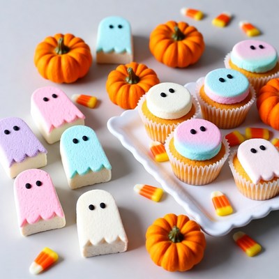 Halloween Ghost Marshmallow Cupcakes