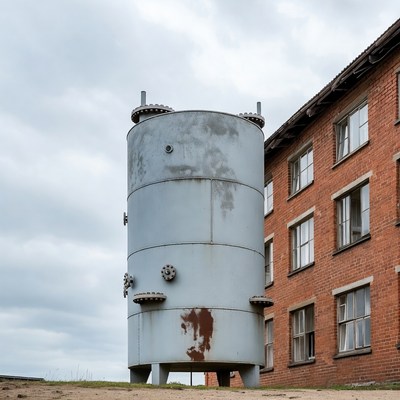 Rusty Industrial Water Tank Building