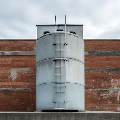 Silver Industrial Tank with Ladder