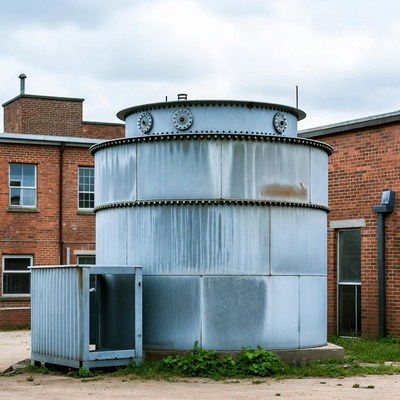 Rusty Blue Industrial Water Tank