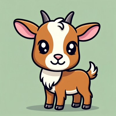 Cute cartoon baby goat