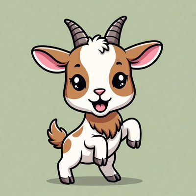 Cute cartoon baby goat dancing