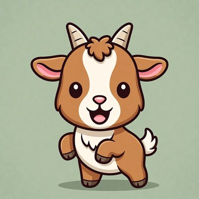 Cute cartoon baby goat dancing