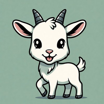 Cute white baby goat illustration