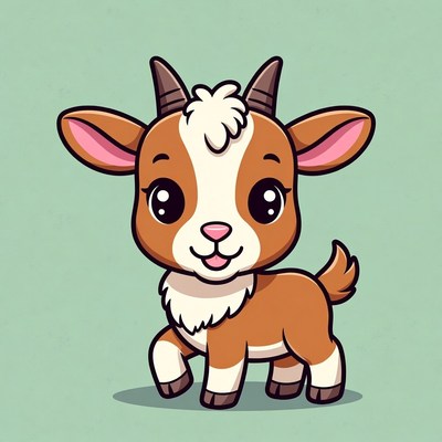 Cute cartoon baby goat