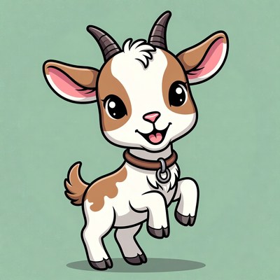 Cute cartoon baby goat