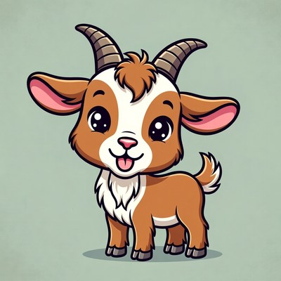 Cute cartoon baby goat