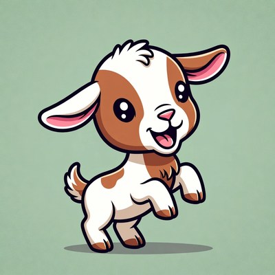 Cute cartoon baby goat dancing