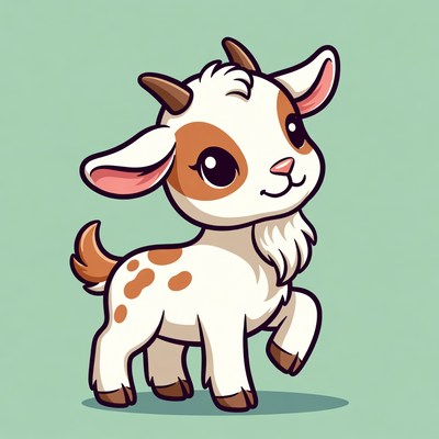 Cute cartoon baby goat