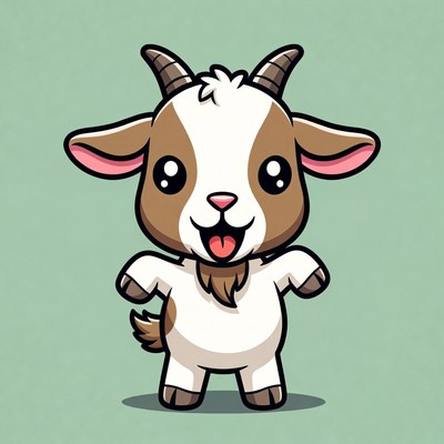 Cute cartoon goat smiling
