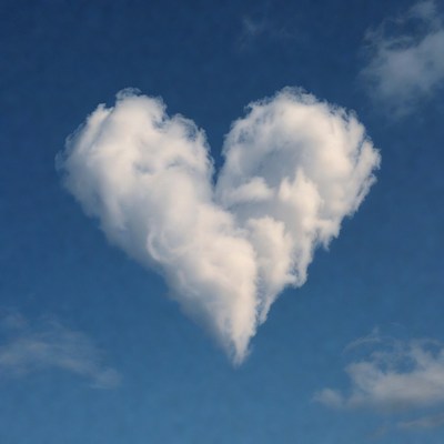 Heart-shaped cloud in blue sky