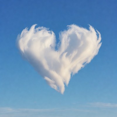 Heart Shaped Cloud in Blue Sky