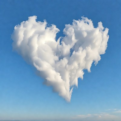 Heart-shaped cloud in blue sky