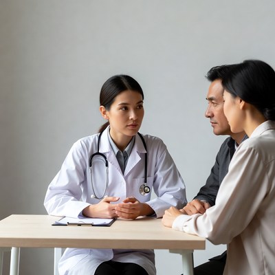 Asian Doctor Consulting Couple