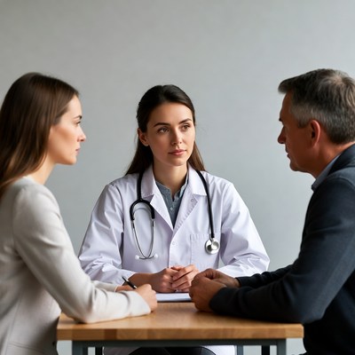 Doctor with Male and Female Patients
