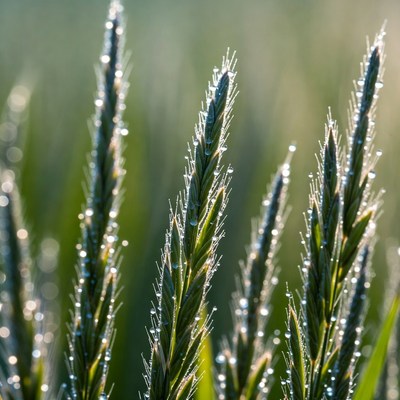 Dew-covered grass blades