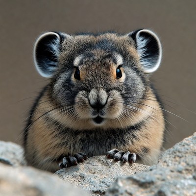 Viscacha peeking over rock