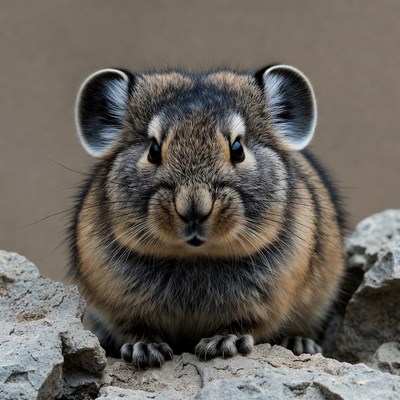 Viscacha sitting on rock