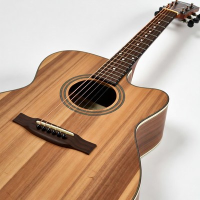 Wooden Acoustic Guitar on White Background