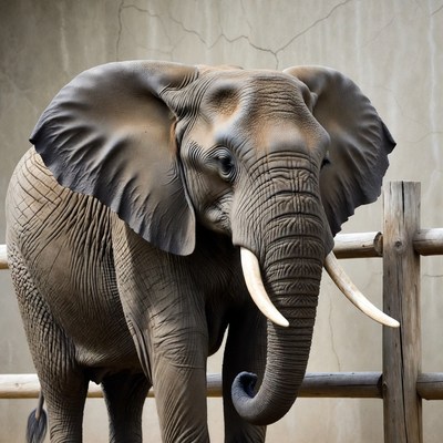 Elephant behind wooden fence