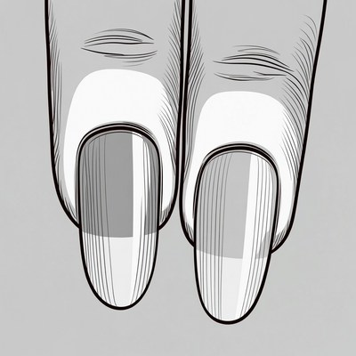 Line art fingernails with white tips