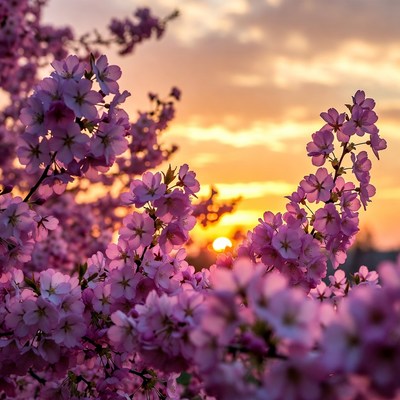 Cherry Blossoms at Sunset