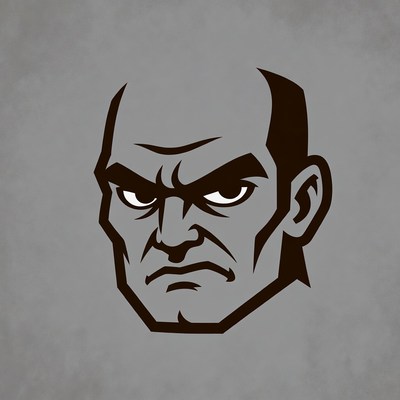 Angry bald man silhouette