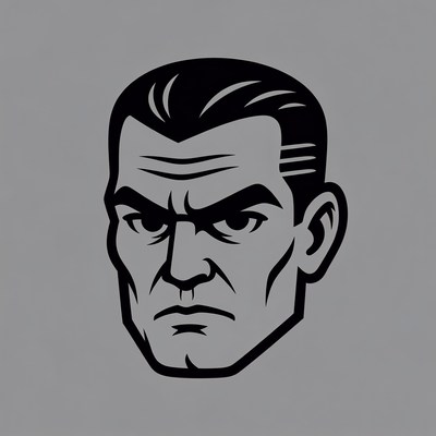 Angry cartoon man face