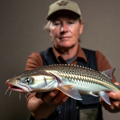 Woman holding sheepshead fish