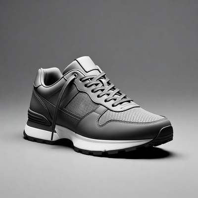 Gray running sneakers on white background