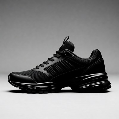 Black running sneakers side view