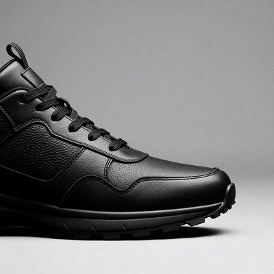 Black leather high-top sneakers