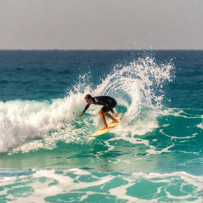 Man surfing on yellow board