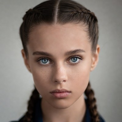 Girl with braids and blue eyes