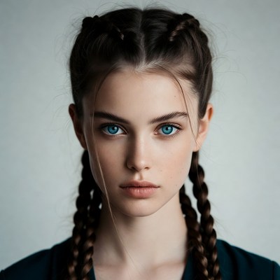 Woman with blue eyes and braids