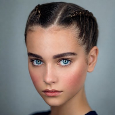 Teen girl with braided pigtails