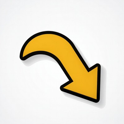 Curved Yellow Down Arrow