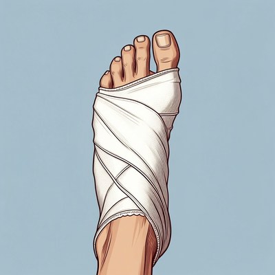 Bandaged foot illustration