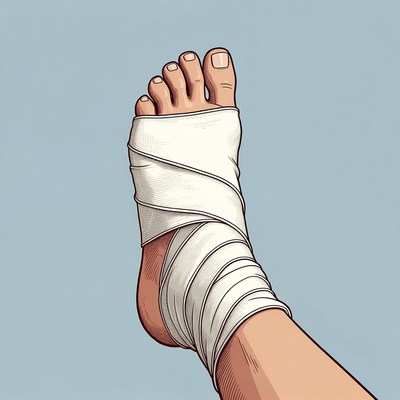 Bandaged foot illustration