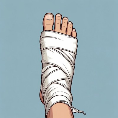 Bandaged foot illustration