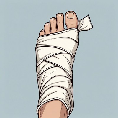 Bandaged foot illustration
