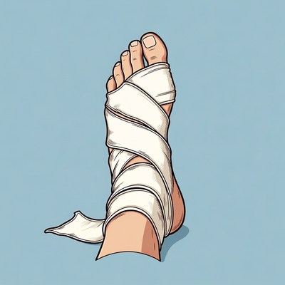 Bandaged foot illustration