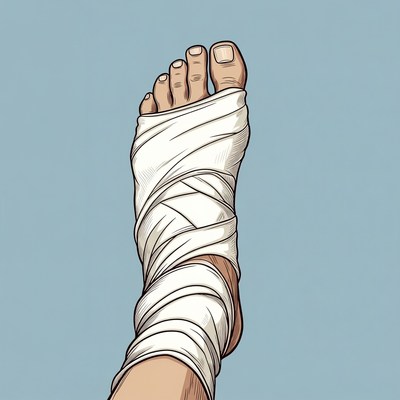 Bandaged foot illustration
