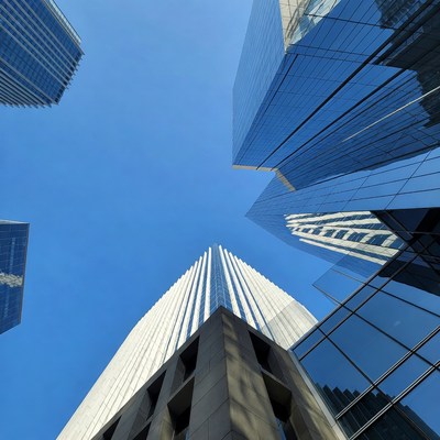 Skyscrapers Towering Against Blue Sky
