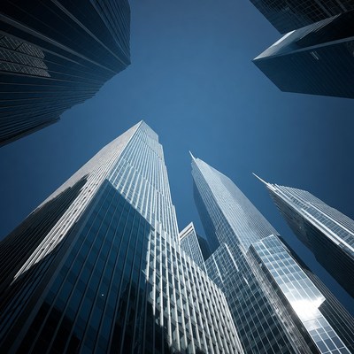Skyscrapers Towering Against Blue Sky