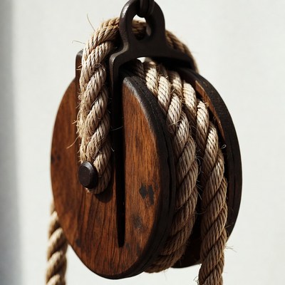 Wooden Pulley with Rope