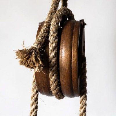 Rope on Wooden Pulley