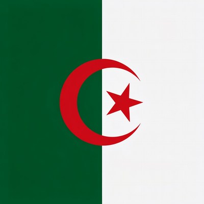 Algeria Flag with Red Star and Crescent
